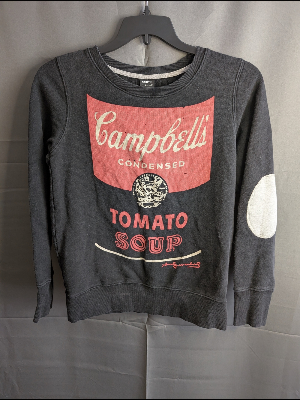 Andy Warhol Campbell's Tomato Soup Graphic Pullover Sweatshirt Dark Grey .. B